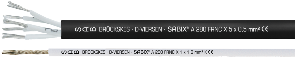 Aufdruck-Beispiel: 
SAB BRÖCKSKES • D-VIERSEN • SABIX® A 280 FRNC X 5 x 0,5 mm² CE