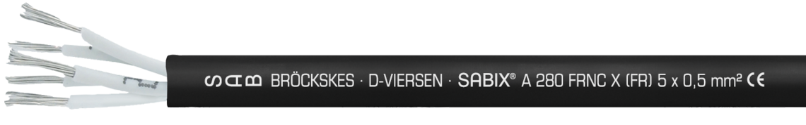 Aufdruck-Beispiel: SAB BRÖCKSKES · D-VIERSEN · SABIX® A 280 FRNC X (FR) 5 x 0,5 mm² CE